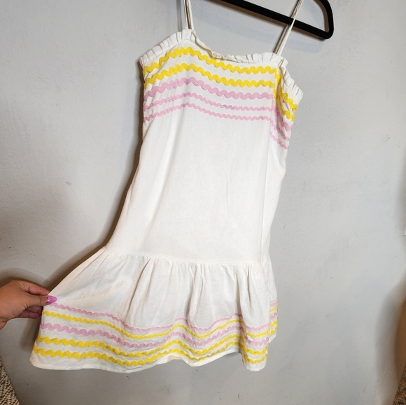 Lisa Marie Fernandez Target linen blend white/yellow/pink dress. XXS. Pockets - Picture 7 of 16